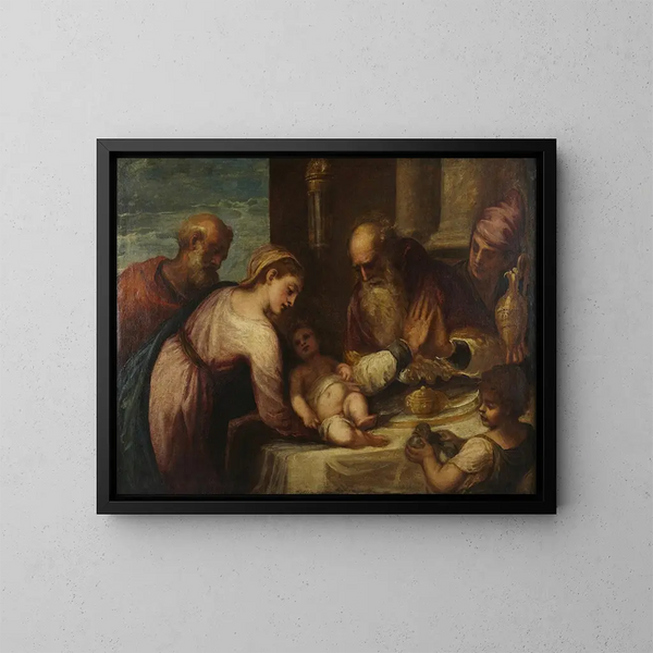 Presentation at the Temple - Andrea Schiavone — framed artwork on a wall