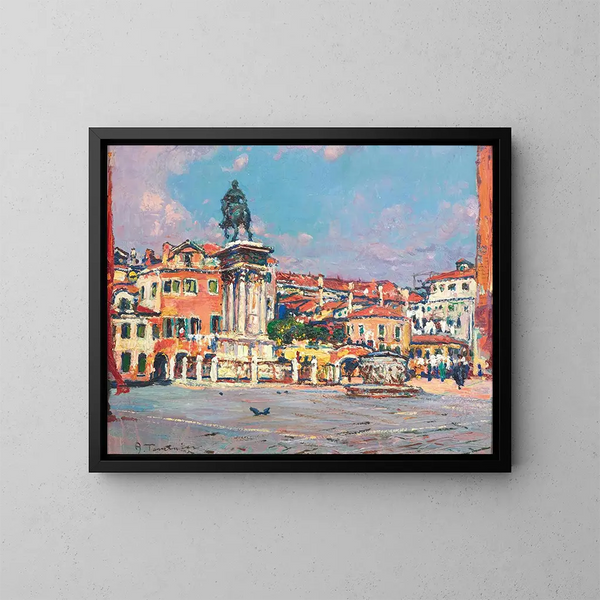 Venetië, Campo Santi Giovanni e Paolo - Andrea Tavernier — ingelijst kunstwerk aan de muur