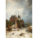 van een strand bij een stad met oude toren en stadsmuur - Andreas Achenbach — weergave van het kunstwerk