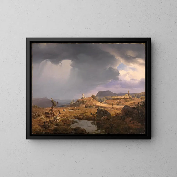 Norwegian Landscape Painting - Andreas Achenbach — framed artwork on a wall