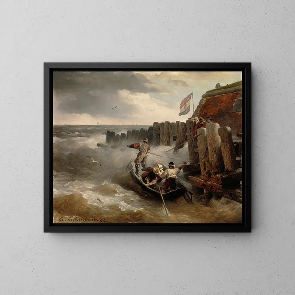 Marine Painting - Andreas Achenbach — framed artwork on a wall