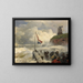 Storm op de dijk - Andreas Achenbach — ingelijst kunstwerk aan de muur