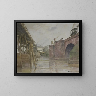 Andreas Bernhard Shngen - Alte Mainbrcke und Notbrcke July 26 1914.webp