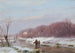 Landschap met winterse scène met houtverzamelaars op het ijs - Andreas Schelfhout — weergave van het kunstwerk