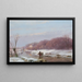Landschap met winterse scène met houtverzamelaars op het ijs - Andreas Schelfhout — ingelijst kunstwerk aan de muur