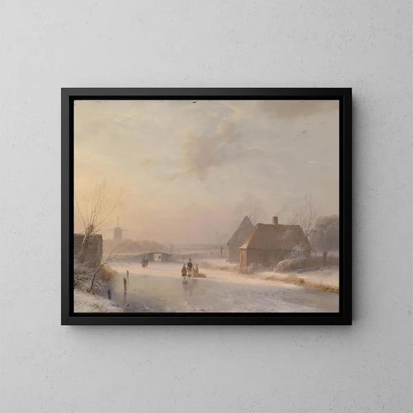 Winter Landscape Painting from Holland - Andreas Schelfhout — framed artwork on a wall