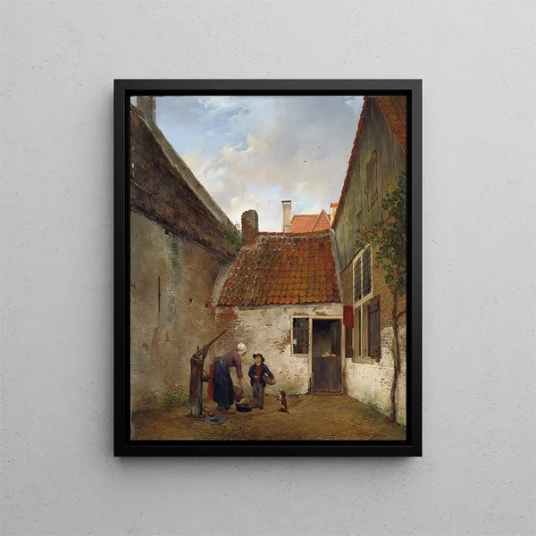 Interior Cour Painting - Andreas Schelfhout — framed artwork on a wall