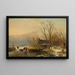 Winterlandschap op het ijs met houtverzamelaars - Andreas Schelfhout — ingelijst kunstwerk aan de muur