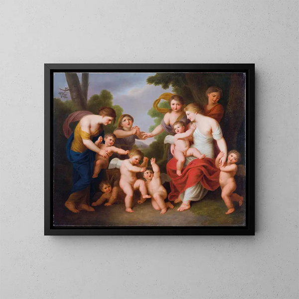A combat between putti - Andries Cornelis Lens — framed artwork on a wall