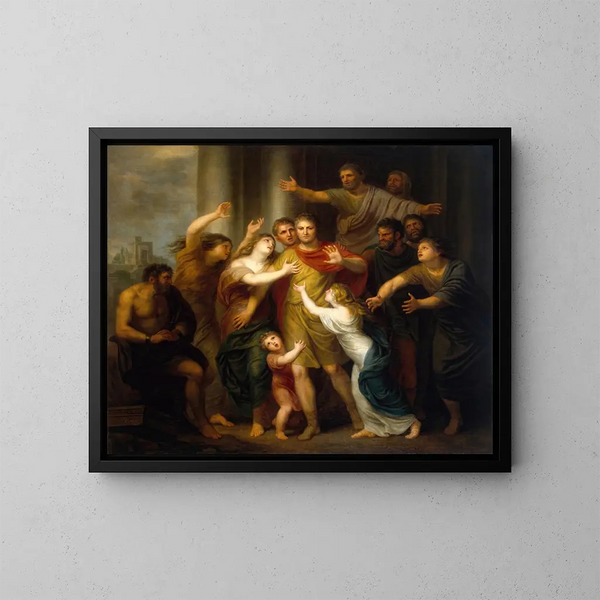 The Return of Regulus to Carthage - Andries Cornelis Lens — framed artwork on a wall