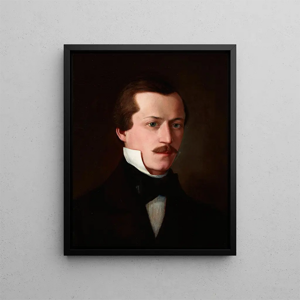 Portrait Painting of Adolf Poller - Andrzej Bronisław Grabowski — framed artwork on a wall