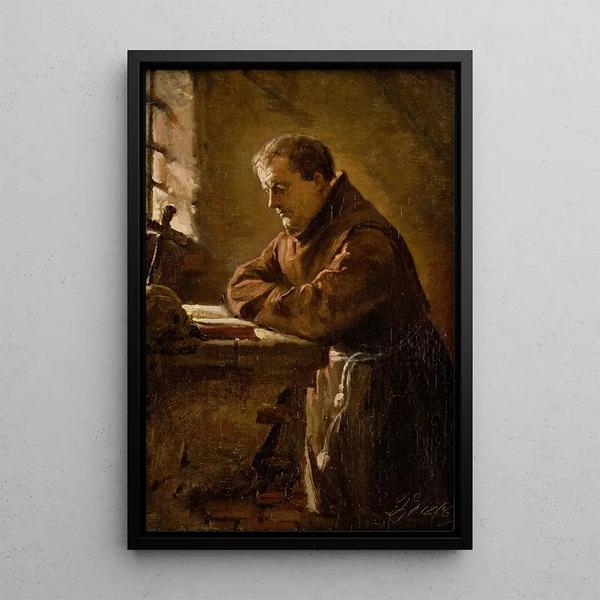 Reproduction of the painting Monk in Prayer - Andrzej Bronisław Grabowski