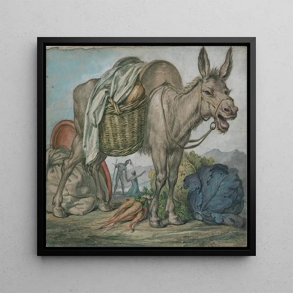 David Humbert de Superville - Balkende ezel met groenten waarachter David en Abigae.webp