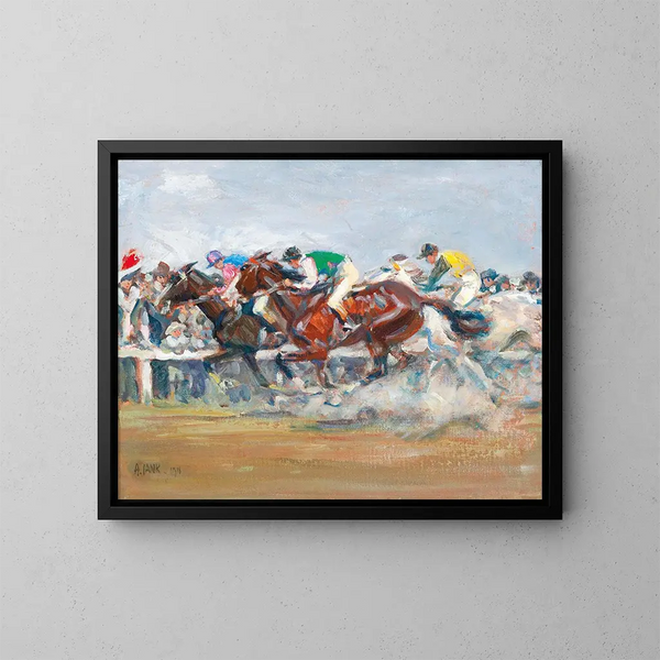 Horse Race - Angelo Jank — framed artwork on a wall