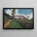 Landscape painting with larches - Angelo Morbelli — framed artwork on a wall