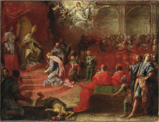 Allégorie van de onderwerping van koningin Christine aan de katholieke kerk en paus Alexander VII - Angelo Trevisani — weergave van het kunstwerk