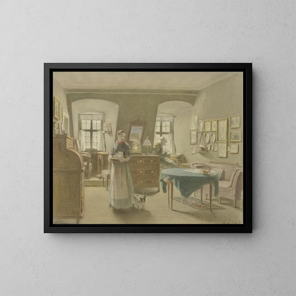 Living room country scene - Angilbert Göbel — framed artwork on a wall
