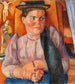 Tyrolean Peasant Woman – Anita Rée — peasant woman in a violet blouse against an orange interior, artwork view