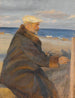 van Michael Ancher die schildert op de kustlijn - Anna Ancher — weergave van het kunstwerk