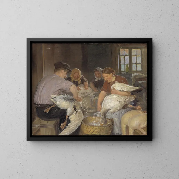 Plumer les oies - Anna Ancher — framed artwork on a wall
