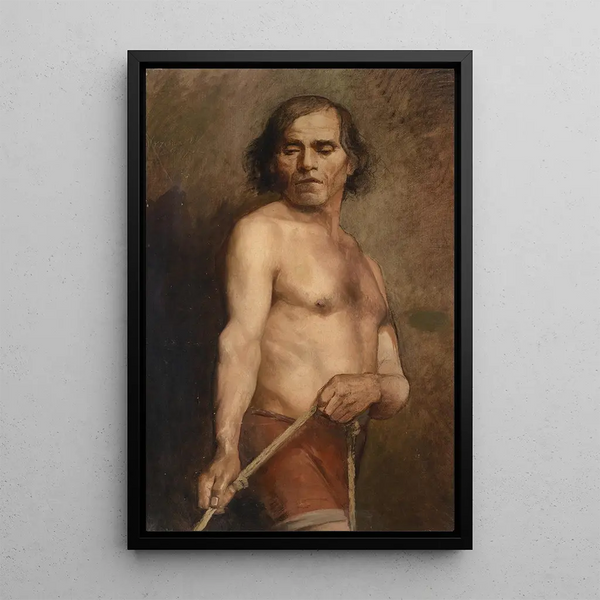 a standing male nude - Anna Bilińska-Bohdanowicz — framed artwork on a wall