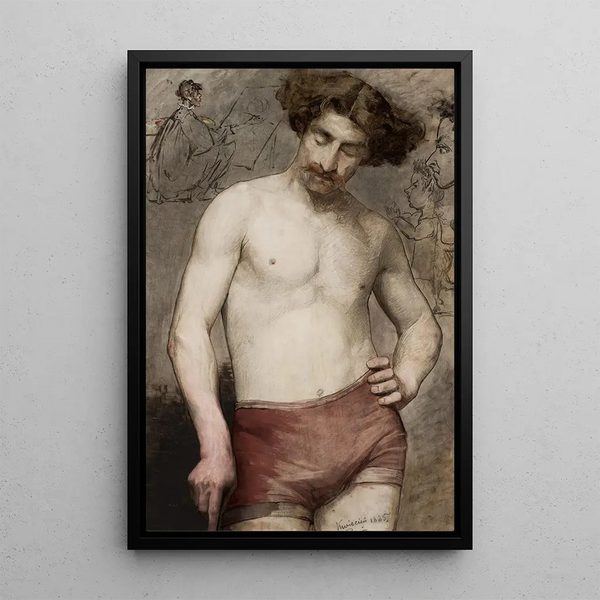Study of semi-nude male figure - Anna Bilińska-Bohdanowicz — framed artwork on a wall