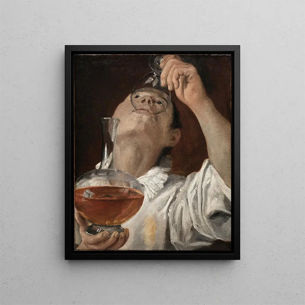 Boy drinking - Annibale Carracci — framed artwork on a wall