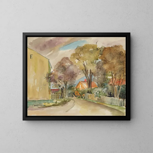 Autumn Street - Anny Dollschein — framed artwork on a wall