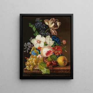 Anonymous - A Bouquet of Flowers with Grapes and Medlars.webp