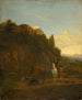 Italiaans landschap met reizigers - Anoniem — weergave van het kunstwerk