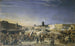 L'Aanval op het Louvre op 29 juli 1830 gezien vanaf de Pont-Neuf - Anoniem — weergave van het kunstwerk