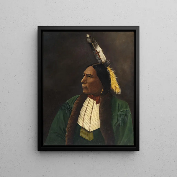Portret van een Indiaan uit Amerika - Anoniem — ingelijst kunstwerk aan de muur