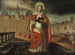Saint Genevieve, patroness of Paris, in front of the City Hall, repelling the Huns - Anonymous — artwork view