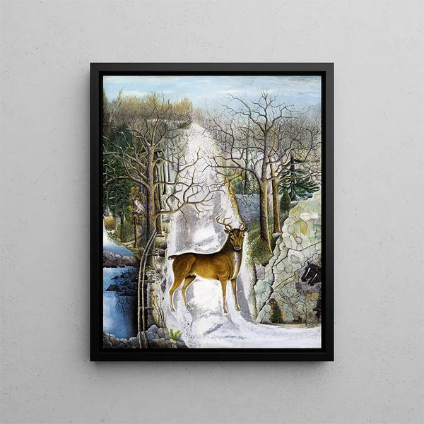 Hert bij Echo Rock - Anoniem — ingelijst kunstwerk aan de muur