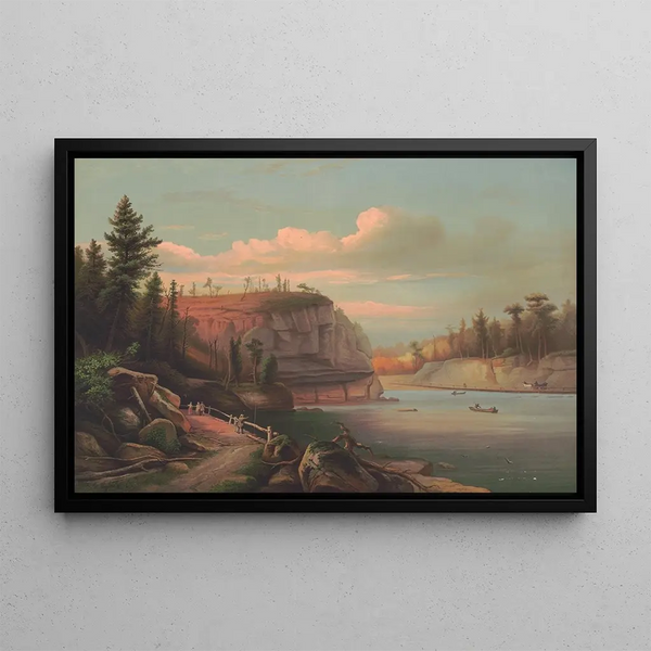 Zonsondergang op het Mahonk-meer, Ulster County - Anoniem — ingelijst kunstwerk aan de muur