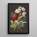 Reproductie van het schilderij Arrangement floral met rode ranonkelflower, witte narcis en blauwe bloem met speeksel - Anoniem