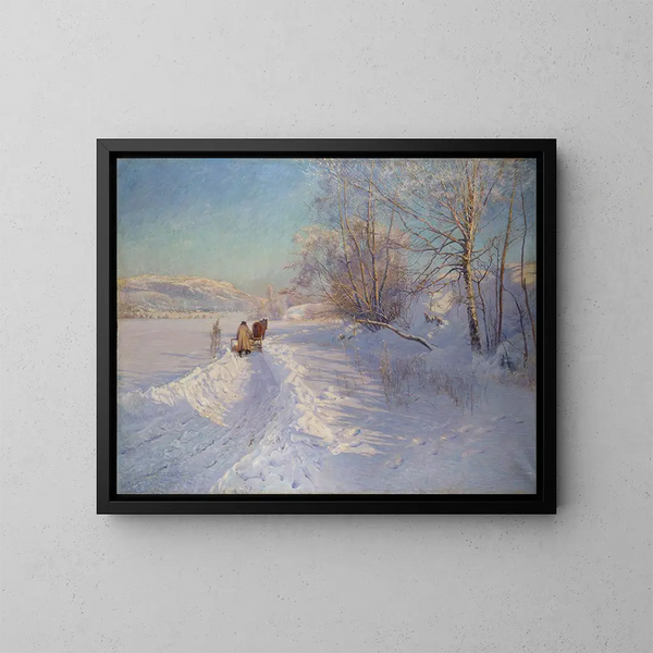 Een winterochtend na een sneeuwval in Dalarna - Anshelm Schultzberg — ingelijst kunstwerk aan de muur