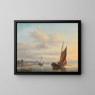 Anthon Hermanus Adrianus Sem - Sail Boats before a Dutch Coast.webp