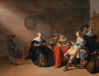 Anthonie Palamedesz - An interior with a company conversing at a table.webp