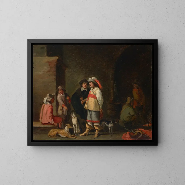 Cavaliers dans une salle de garde - Anthonie Palamedesz — framed artwork on a wall