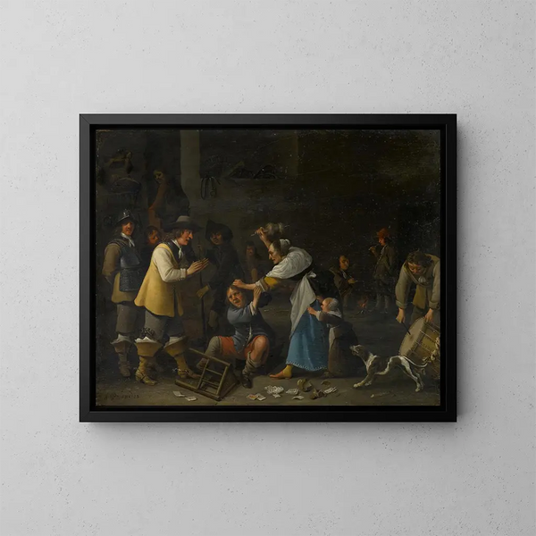 Combat dans la taverne - Anthonie Palamedesz — framed artwork on a wall