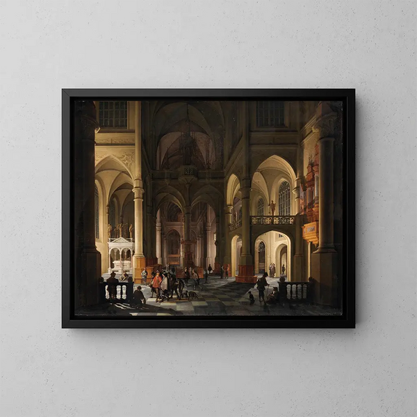 An interior of a church - Anthonie de Lorme — framed artwork on a wall
