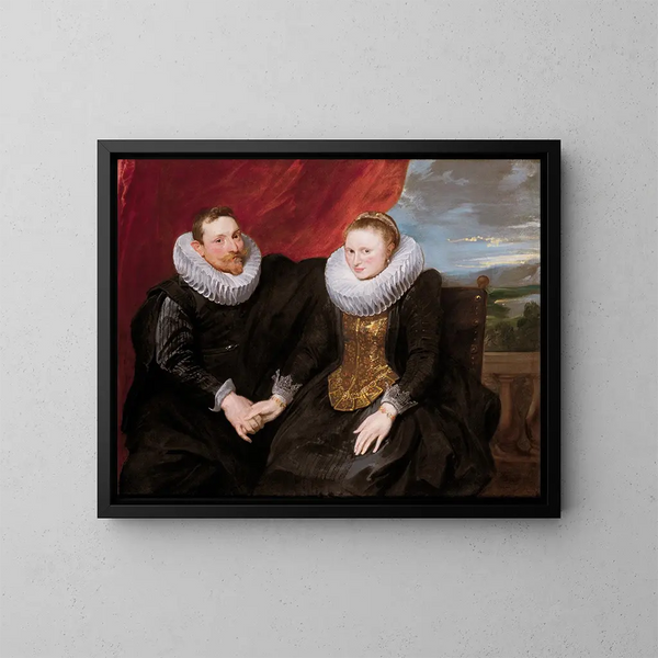 Een getrouwd stel - Antoine van Dyck — ingelijst kunstwerk aan de muur