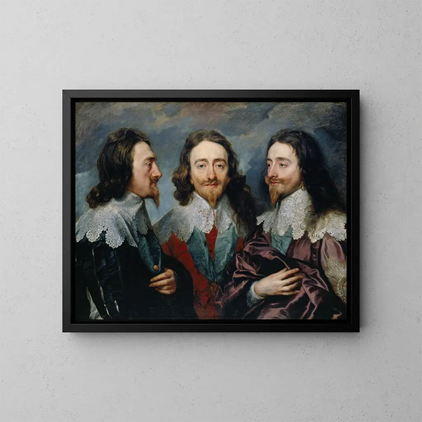 Karel I - Antoine van Dyck — ingelijst kunstwerk aan de muur