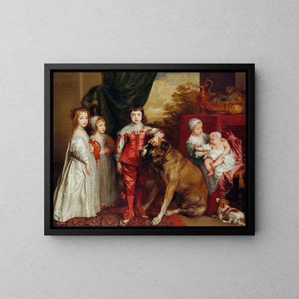 Vijf oudste van Karel I - Antoine van Dyck — ingelijst kunstwerk aan de muur