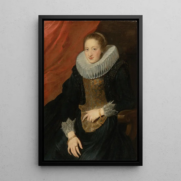 Portret van een dame - Antoine van Dyck — ingelijst kunstwerk aan de muur