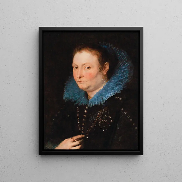 Portret van een dame op half lengte, beschouwd als een Genoese edelvrouw - Antoine van Dyck — ingelijst kunstwerk aan de muur