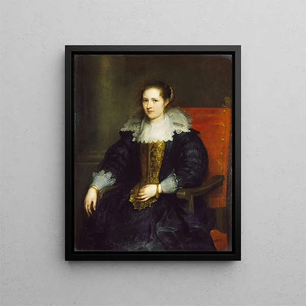 Portret van Isabella Waerbeke - Antoine van Dyck — ingelijst kunstwerk aan de muur