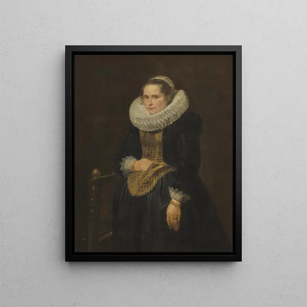 Portret van een Vlaamse dame - Antoine van Dyck — ingelijst kunstwerk aan de muur