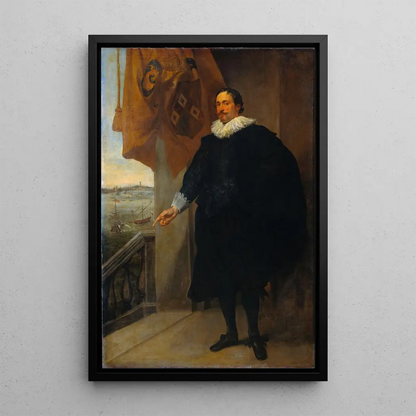 Portret van een edelman mogelijk Adriaan van der Borcht - Antoine van Dyck — ingelijst kunstwerk aan de muur
